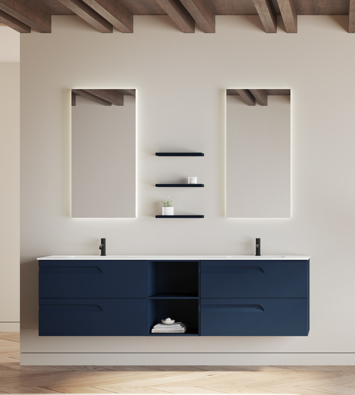 Mobilier de salle de bain design avec plan double vasque 