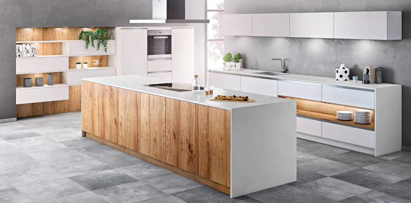 Cuisine design moderne sur mesure avec niches 